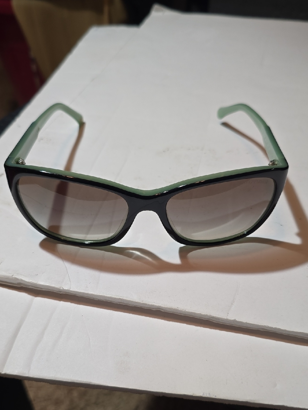 Emporio Armani Womens Two-Tone Black and Mint Green Fashion Sunglasses